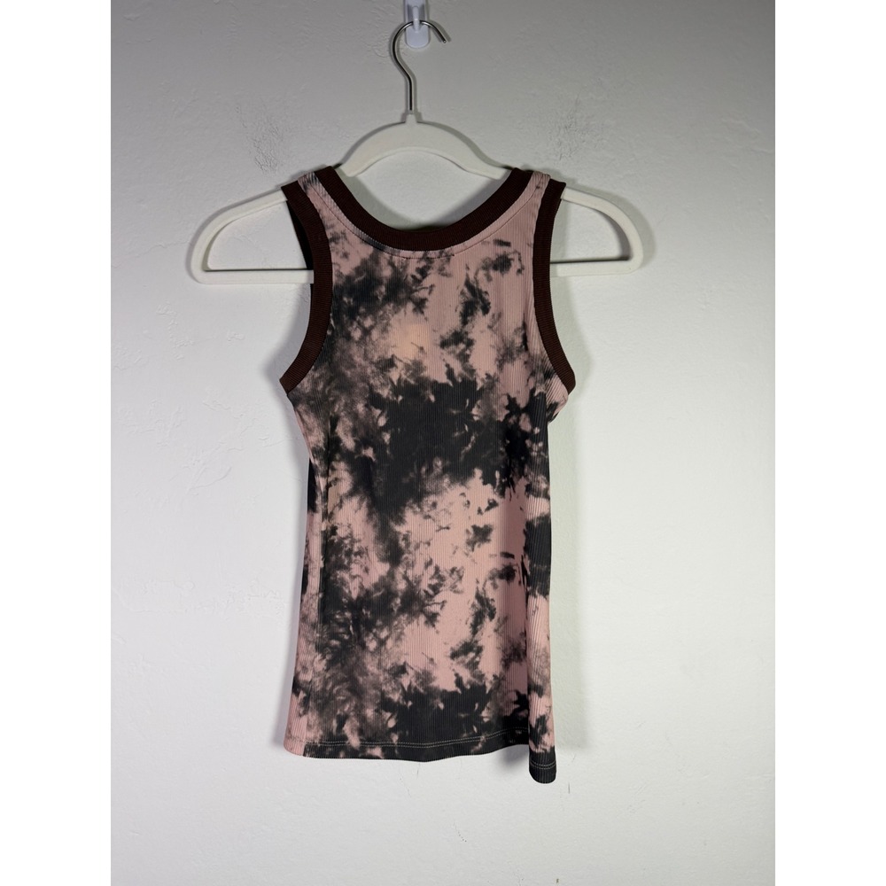 Julia Allert Womens Pink Black Tie Dye Ribbed Ringer Tank Top XS New - Picture 2 of 7